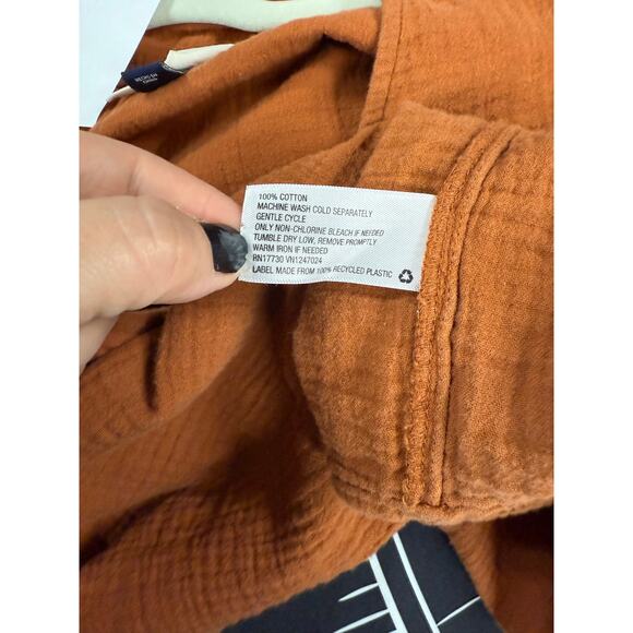 Universal Thread Dress Women's Small Burnt Rust Orange Tie Waist Gauzy Cotton - Picture 4 of 5